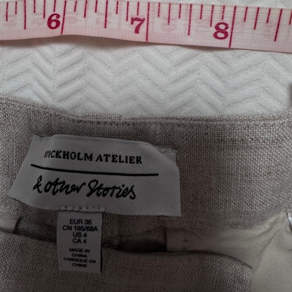 & Other Stories Sand Color LINEN Pants in sz 4 - Picture 9 of 9